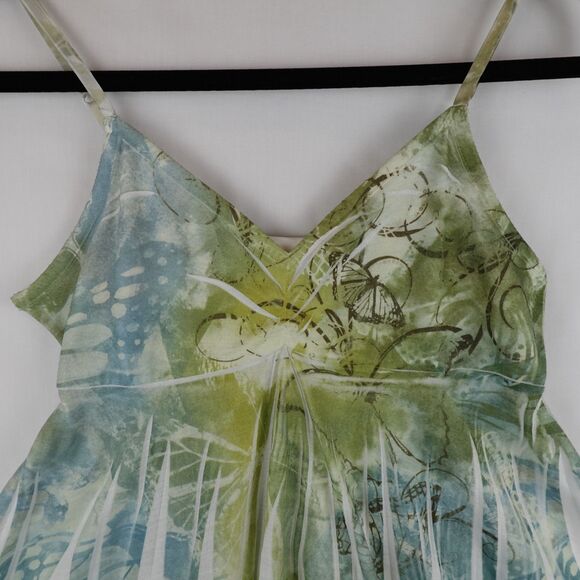 Mudd Vintage Babydoll Tank Top Medium Green Y2K Floral Fairy Flowy 90s Butterfly - Picture 9 of 10